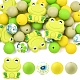 40 шт. 5 стильных бусины-лягушки и круглые пищевые экологически чистые силиконовые фокусные бусины&nbsp;SIL-YW0002-54-1
