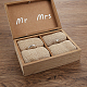 Caja de anillo doble de boda de madera rectangular gorgecraft OBOX-GF0001-09-4