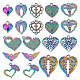 AHANDMAKER 20 Pcs Rainbow Color Heart Charms PALLOY-GA0001-11-2