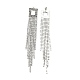 Clear Cubic Zirconia & Crystal Rhinestone Long Tassel Dangle Stud Earrings EJEW-C037-07C-P-2