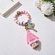 Bracelet porte-clés bracelet porte-clés en perles de silicone avec pompon style bohème porte-clés poignet pour femmes et filles JX287B-5