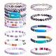 Set di 8 braccialetti elastici con perline di vetro e diaspro imperiale sintetico in 6 stili BJEW-SW00086-07-1