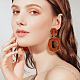 ANATTASOUL 4 Pairs 4 Colors Hollow Oval Acrylic Dangle Stud Earrings for Women EJEW-AN0004-36-5