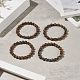 Set di braccialetti elasticizzati con perline di ematite sintetica in legno wengè naturale da 4 pz 4 pezzi per donna BJEW-JB09156-5