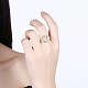 トレンディーな女性の真鍮の指の指輪  ラインストーン＆イミタチオンパール  ラウンド＆ムーン  ゴールドカラー  サイズ8  18.1mm RJEW-BB27532-2