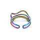 Arc-en-ciel couleur 304 acier inoxydable vague fil wrap anneau de manchette ouvert pour les femmes RJEW-N038-047M-2