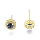 Marine Blue Glass Flower Stud Earrings with Cubic Zirconia EJEW-G322-12G-2