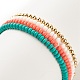 4pcs 4 bracelets extensibles en perles de verre et en laiton de style sertis de coeur BJEW-JB07917-6