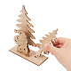 Chgcraft 3 ensembles de décorations de table de noël en bois non teint avec arbre de noël renne de noël et père noël DJEW-CA0001-01-6