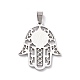 304 Stainless Steel Hamsa Hand/Hand of Miriam with Virgin Mary Pendants STAS-L012-A02P-2