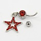 Body Jewelry Star Alloy Rhinestone Navel Ring Belly Rings RB-D073-03-4