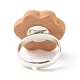 犬の足跡の樹脂調節可能なリング  女性のための真鍮のアクセサリー  ペルー  usサイズ5（15.7mm） RJEW-JR00423-03-4