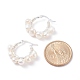Aretes de aro con cuentas envueltos en alambre de perla natural para mujer EJEW-JE04758-01-3