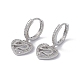 Clear Cubic Zirconia Heart with Snake Dangle Hoop Earrings KK-E068-VA089-1-1