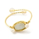 Ovaler Manschettenring aus geflochtenen Perlen aus natürlichem weißem Achat und Jade RJEW-H220-45G-2