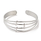 304 Stainless Steel Multi Line Cuff Bangles for Women BJEW-L682-006P-1