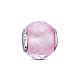 TINYSAND Sterling Silver Pink Glass Geometric Facets Rondelle European Beads TS-C-160-1