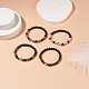 4 pièces 4 couleurs bois naturel et roche de lave et alliage corss ensemble de bracelets extensibles perlés BJEW-JB08816-2
