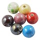 Mixed Pearlized Plated Handmade Porcelain Round Beads X-CF6mmY-M-1