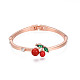 Bracelet jonc coloré à charnière en cerisier avec strass et acrylique BJEW-S118-130RG-1