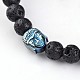 Buddha Kopf natürliche Lava Rock Perlen Stretch Armbänder BJEW-JB02227-3