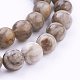 Chapelets de perles de feuille d'argent en jaspe naturel G-G683-01-8mm-1