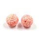 Craved Flower Round Dyed Synthetical Coral Beads CORA-P001-36-8mm-2
