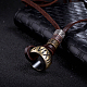 Einstellbar Retro-Zink-Legierung Anhänger und Lederband Lariat Halsketten für Männer NJEW-BB15980-3