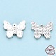 925 Sterling Silver Charms, Butterfly, Silver, 9.5x11x1.5mm, Hole: 0.8mm