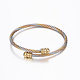 Trendy 304 Stainless Steel Torque Bangles & Rings Sets SJEW-H073-03-3