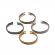 304 braccialetto a polsino aperto a forma di catena a maglie piatte in acciaio inossidabile per donna BJEW-C0033-06-1