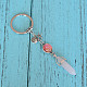 Porte-clés pendentif balle en quartz rose naturel KEYC-PW0009-03B-1