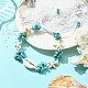 Synthetic Turquoise Starfish & Natural Shell Braided Bead Bracelets BJEW-TA00371-2