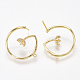 Brass Cubic Zirconia Stud Earring Findings X-KK-S350-422G-2