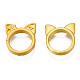 合金ビーズのフレーム  サークルフレーム  マットなスタイル  猫  マットゴールドカラー  13.5x11.5x2.5mm  穴：0.9mm KK-N238-047B-01-1