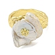 Открытое кольцо-манжета с натуральным жемчугом и цветком RJEW-H220-06G-2