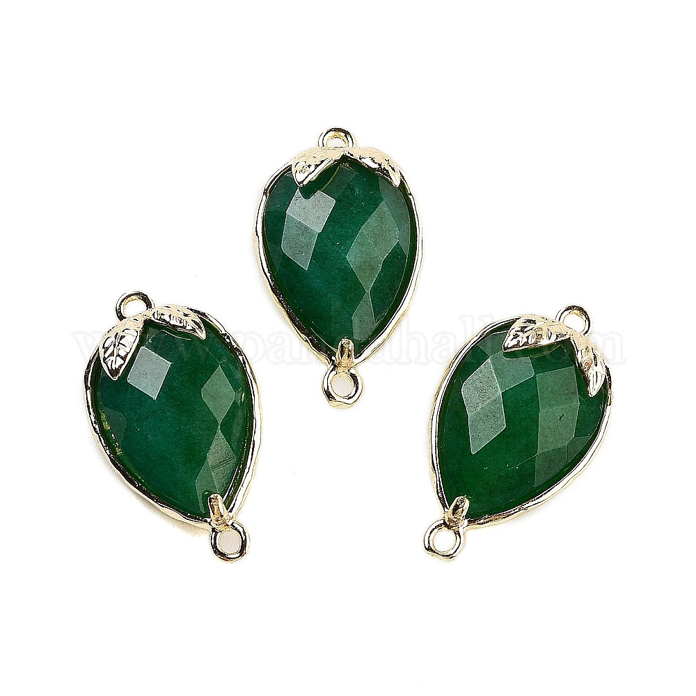 Wholesale Dyed Natural Malaysia Jade Faceted Teardrop Connector Charms ...