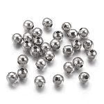 Intercalaire perles en 304 acier inoxydable, ronde, couleur inoxydable, 4mm, Trou: 1~1.5mm