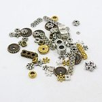 Tibetan Style Alloy Spacer Beads, Mixed Shapes, Mixed Color, 5~23x4~12x2~7mm, Hole: 1.5~5.5mm