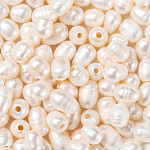 Perlenperlen mit großem Loch, natürliche kultivierte Süßwasserperlen lose Perlen, Reis, Muschelfarbe, 7~10x7~8 mm, Bohrung: 1.8 mm