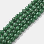 Cuentas mashan naturales redondos del jade hebras, teñido, verde, 8mm, agujero: 1 mm, aproximamente 51 pcs / cadena, 15.7 pulgada