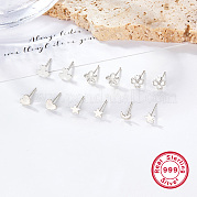 Комплект из 6 пары серег-гвоздиков из серебра 6 стиля 999 шт. для женщин с защитой от потускнения EJEW-F317-01P