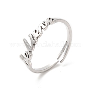 304 Stainless Steel Word Adjustable Ring RJEW-L107-026P