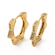 Серьги-кольца с цветком из прозрачного кубического циркония EJEW-K093-08G