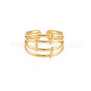 Chapado en iones (ip) 304 acero inoxidable 4 líneas anillo de puño abierto para mujer RJEW-S405-158G