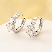 Латунные серьги-кольца из прозрачного кубического циркония EJEW-Z121-06P