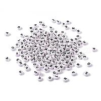 Смешанные буквы белые акриловые бусины с горизонтальным отверстием&nbsp;X-PL37C9070