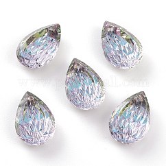 Pendentifs en strass en verre gaufré, larme, facette, lumière vitrail, 14x9x5mm, Trou: 1.4mm