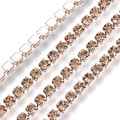 Électrophorèse fer strass strass chaînes, strass chaînes de tasse, avec bobine, Light Peach, ss6.5, 2~2.1mm, environ 10 yards / rouleau