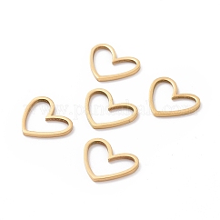 Anillos de unión de acero inoxidable 201, Corte con laser, corazón asimétrico, real 18k chapado en oro, 10.5x13x1mm